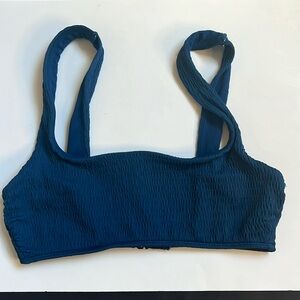 Aerie Scoop Indigo Blue Textured Swim Top  Size Medium